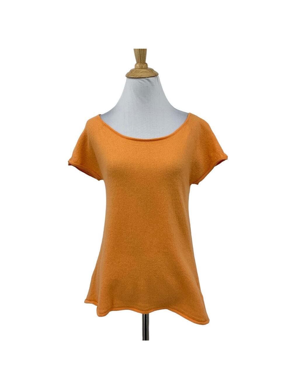 InCashmere Shirt Womens S Small Amber Cashmere Short Sleeve Boat Neck *READ